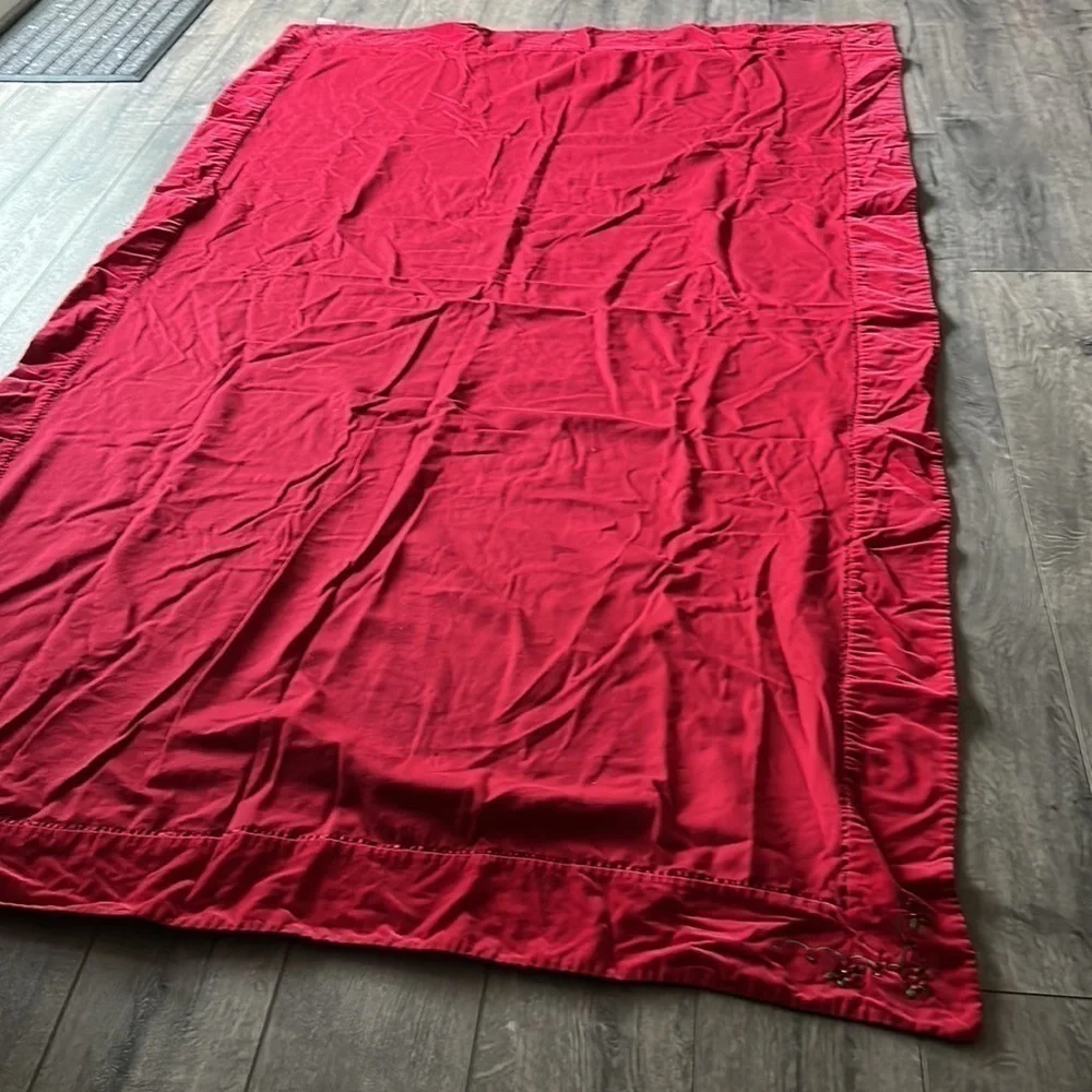 Hobby Lobby tablecloth red faux velvet soft 8 ft x 4.5 ft embroidered